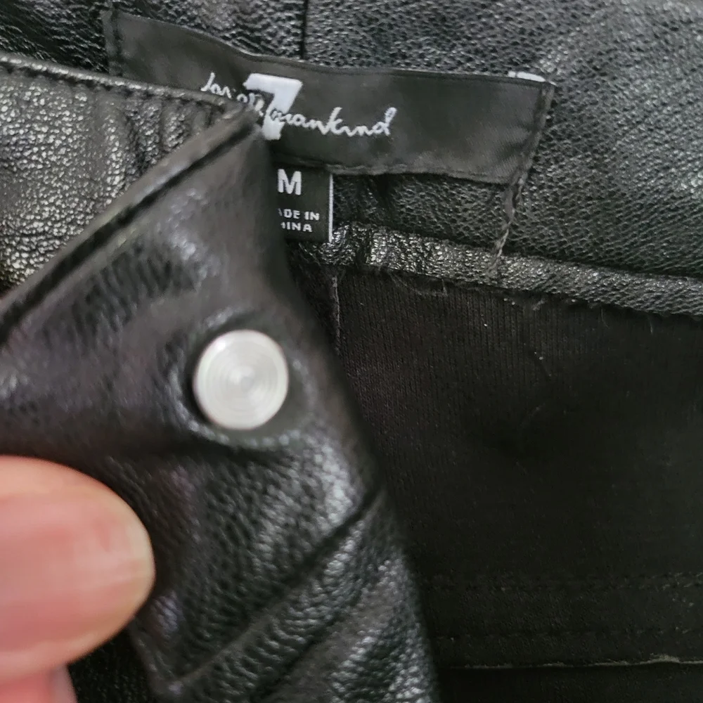 7 For All Mankind Faux Leather Black Moto Pants - Picture 6 of 10